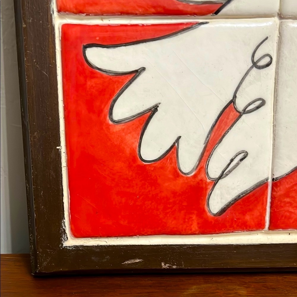 ❤️🕊️”P. Curtis” Signed Handcrafted Dove Tile Wall Art with Red Background❤️🕊️ - Picture 4 of 13